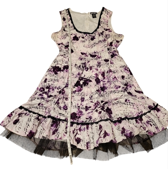 Hot Topic Rockabilly Music Note Dress w/Petiicoat Layer Sleeveless Cinch Boddess - Picture 5 of 14